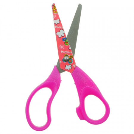 Foarfeca scolara lama imprimata maner fucsia 13,3cm 5014A