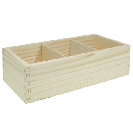Ladita lemn dreptunghiulara cu 3 compartimente 30x14x9,5cm PO251