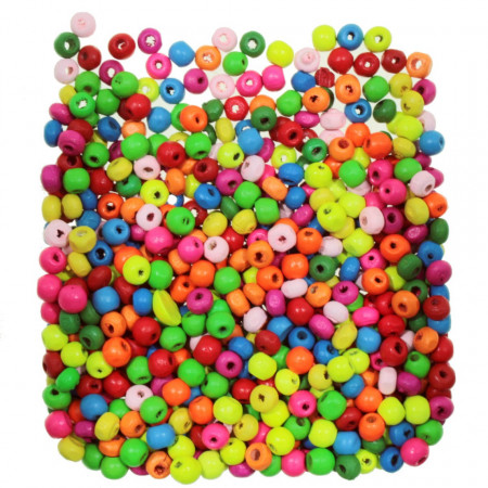 Margele lemn rotunde multicolor model 2 3x4mm 20g 0.26lei/g