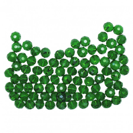 Margele sticla fatetata rondele verde smarald transparent 5x6mm 15g