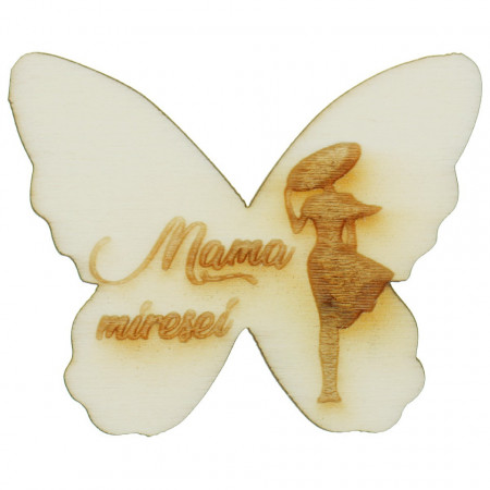 Marturie nunta fluture placaj gravat -Mama miresei-4,5x5,5cm