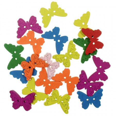 Nasture lemn multicolor fluture 2,2x1,6cm 20/set