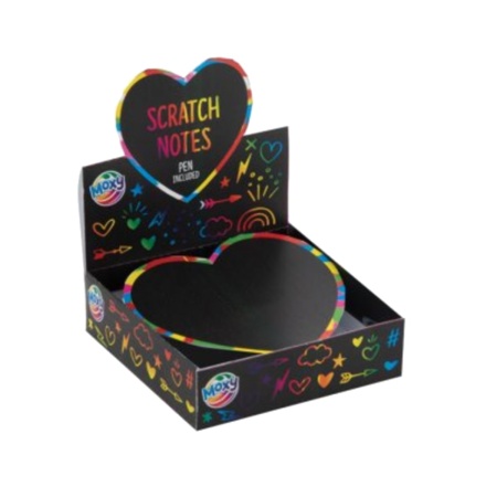 Notes negru razuibil model inima + instrument lemn 9x9cm 75foi/set Creative Craft 220024