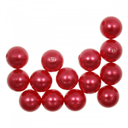 Perla plastic rosu carmin 14mm 20g