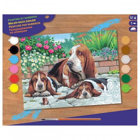Pictura pe numere cu 12 culori acrilice si pensula - 3 Catei 30x40cm Mammut 8240044