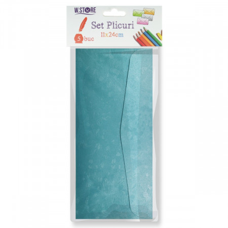 Plic hartie bleu 24x11cm 5/set 079067/068/069/072