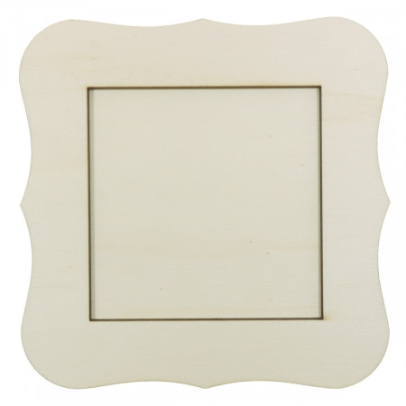 Rama placaj patrata margine ondulata 11x11cm cu spate placaj dimensiune totala 15x15cm