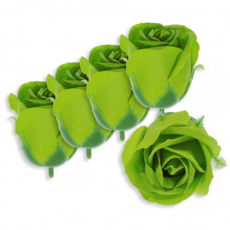 Trandafir din sapun verde crud 5cm cu tija din plastic 5/set