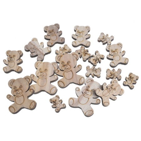Ursulet lemn pirogravat 3-7cm 18/set CANEA 129CAN7834