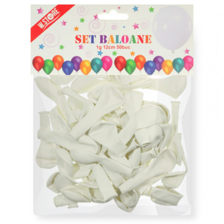 Balon alb 12cm 1g 50/set 063807