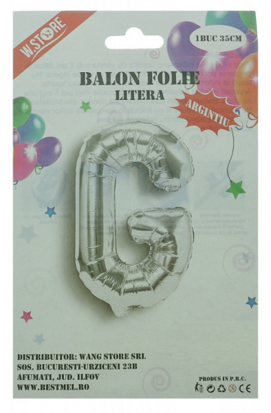 Balon folie argintiu litera G 35cm 025586