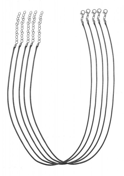 Baza colier snur lucios cerat negru 1mm x 50cm 5/set