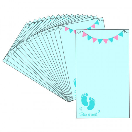 Carton botez bleu model-50 9x5,4cm 50/set