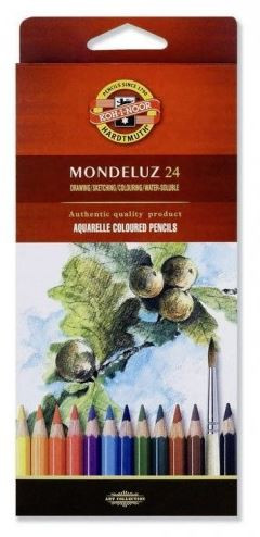 Creion color acuarelabil Mondeluz cutie carton model fructe 24 culori/set Koh-I-Noor K3718-24