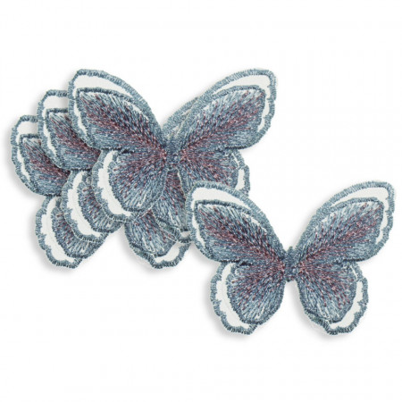 Fluture textil bleu 6cm 4/set