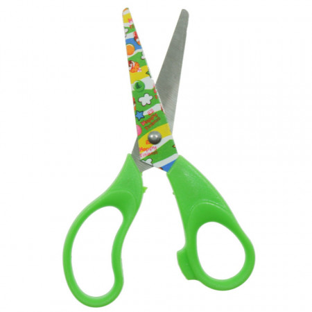 Foarfeca scolara lama imprimata maner verde 13,3cm 5014A