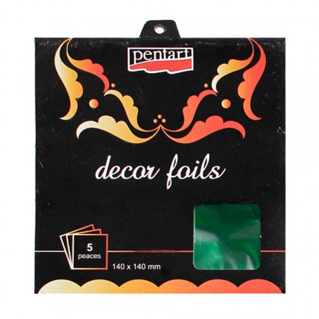 Folie transfer verde metalizat 14x14cm 5/set Pentart 20742
