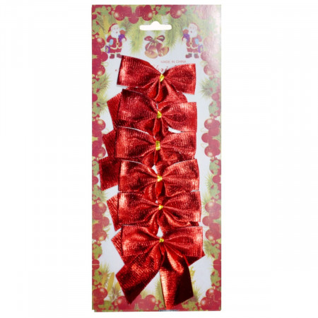 Funda Craciun textil rosu metalizat 8x7cm 6/set JT20-WD458 060200