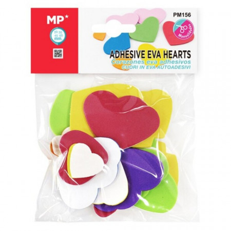 Inima carton buretat multicolor cu adeziv 7cm/6cm/4cm/2,5cm 15/set MP PM156
