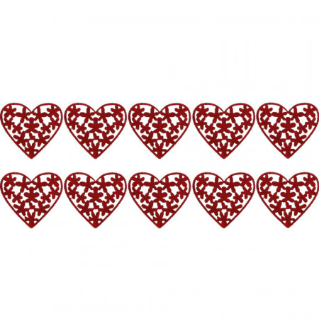 Inima pasla rosie decupata flori M11 4cm 10/set