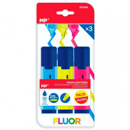 Marker evidentiator fluorescent varf tesit 2-5mm multicolor 3/set MP PE488