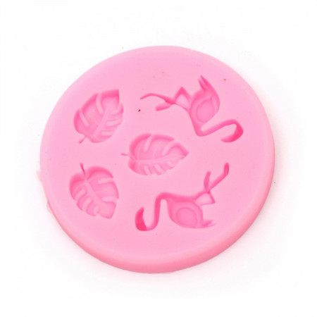 Matrita silicon rotunda frunze si pasari flamingo 7x1cm 824137