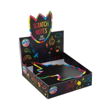 Notes negru razuibil model unicorn + instrument lemn 9x9cm 75foi/set Creative Craft 220024