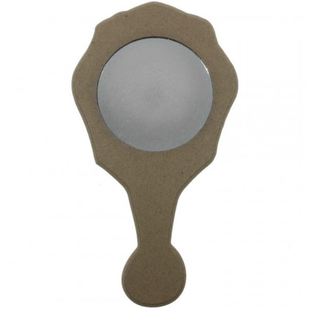 Oglinda rotunda pe suport mdf margini ondulate cu maner 18,5x10cm