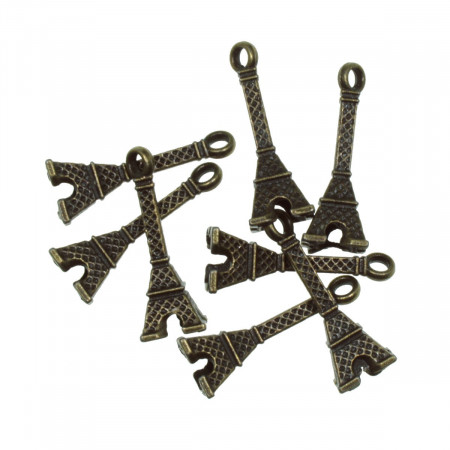 Pandantiv metalic bronz Turnul Eiffel 9,5x27,5mm 8/set