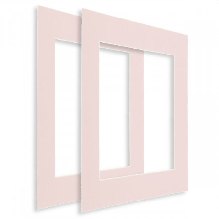 Passepartout 2mm roz pudra exterior 10x13cm interior 6,4x9,4cm 2/set