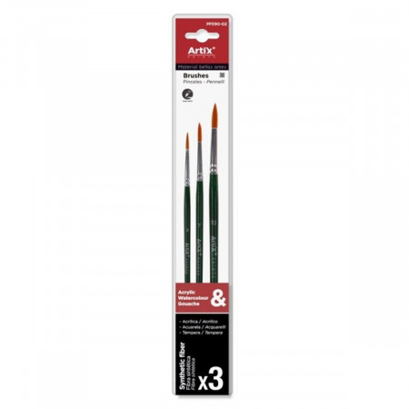 Pensula sintetica varf rotund coada scurta 3/set Artix 3-7-10 PP390-02