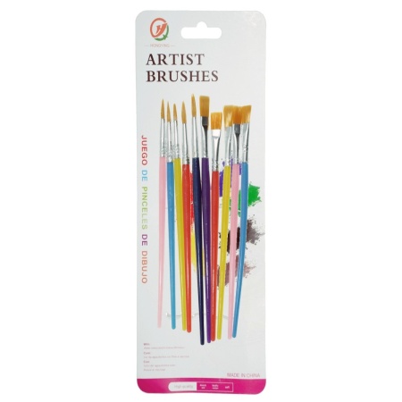 Pensula sintetica varf rotund/drept coada scurta multicolor 10/set 19-80