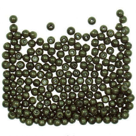 Perla sticla rotunda kaki inchis 3,5x4,5mm 20g