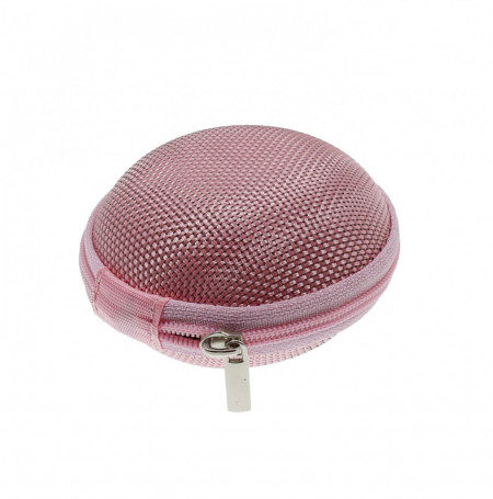 Portofel rotund roz cu fermoar si 7 lacasuri pentru uleiuri esentiale 8cm 4202320000