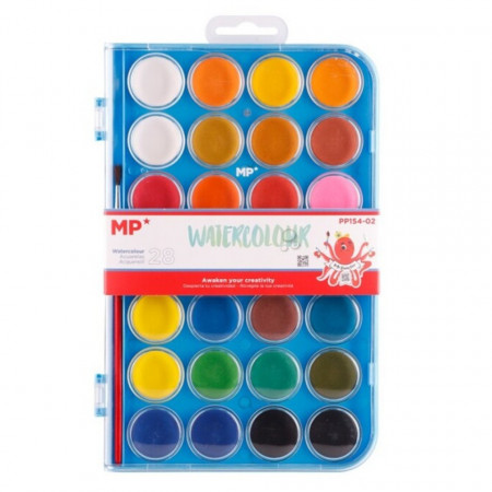 Acuarele 28 culori + pensula/set MP Colours PP154-02