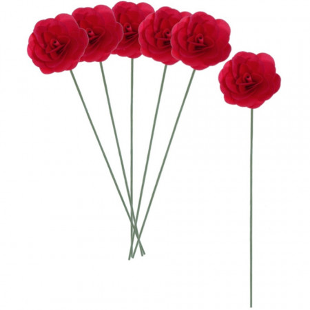 Begonie furnir rosu 6,5cm cu tija 31cm 6/set
