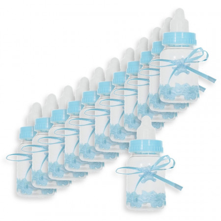 Biberon plastic bleu 9cm 12/set