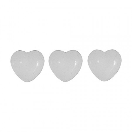 Cabochon sticla inima transparent 15mm, grosime 5mm 3/set