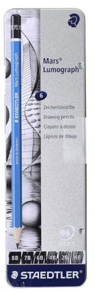 Creion Mars Lumograph cutie metalica 6/set Staedtler ST-100-G6