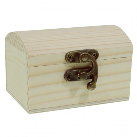 Cutie lemn tip cufar capac curbat cu inchizatoare carlig 8,8x6x5,6cm LBC1