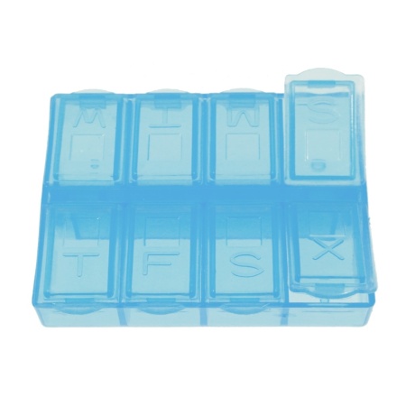 Cutie plastic bleu dreptunghiulara 8 compartimente cu capacele 7,2x2,5cm