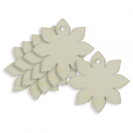 Floare placaj natur 8 petale, cu gaura M3 3cm 5/set