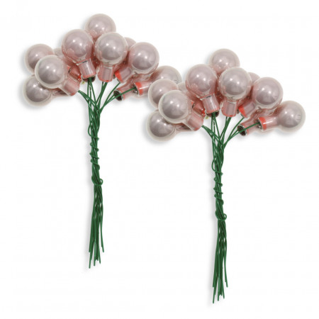 Glob sticla roz lucios 1,5cm cu tija din sarma 2x12/set 70676