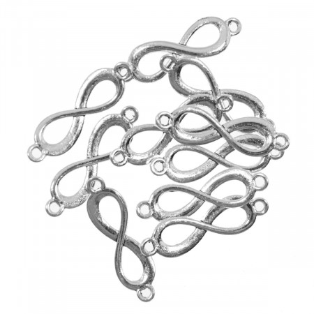 Link metalic argintiu simbol infinit 30x8mm 10/set