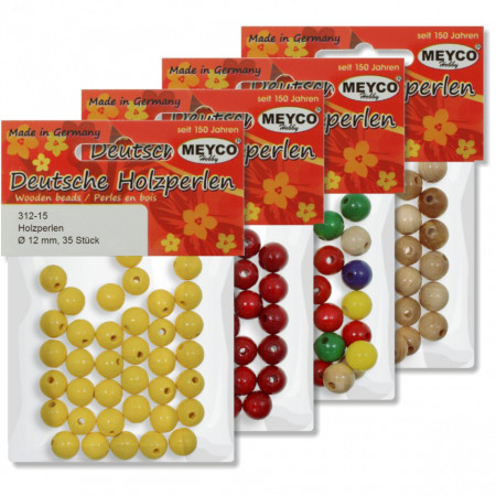 Margele lemn rotunde 12mm 35/set Meyco 312