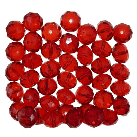 Margele sticla fatetata rondele rosu transparent 8x10mm 60g