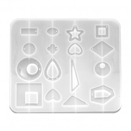Matrita silicon dreptunghiulara pentru bijuterii 16 modele 17,6x16x0,8cm 825055
