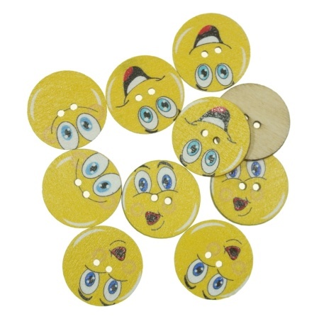 Nasture lemn smiley face modele diverse 2,5x2,5cm 10/set 121315