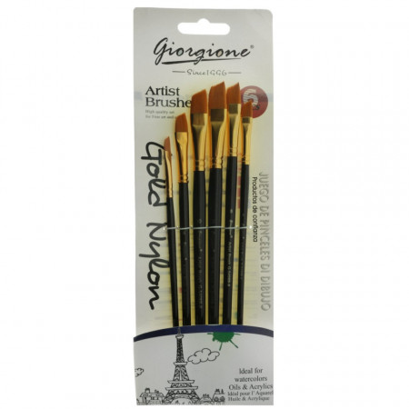 Pensula sintetica varf oblic coada scurta 6/set Giorgione 5406