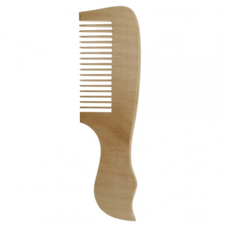 Pieptene lemn natur cu maner ondulat 17,5x5cm
